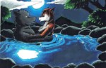 anthro breasts duo female fullcolor male male/female moon night nude pool romantic romantic_ambiance skinny_dipping nyghtmar3 allie nyght canid canine canis fox mammal red_fox true_fox wolf couple_(disambiguation) traditional_media_(artwork)