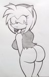 accessory anthro big_breasts big_butt blush blush_lines breasts butt clothing dress embarrassed eyelashes female grey_background hair_accessory hairband head_tuft looking_back rear_view simple_background solo thick_thighs torn_clothing tuft wardrobe_malfunction wide_hips cyrockstar sega sonic_the_hedgehog_(series) amy_rose eulipotyphlan hedgehog mammal hi_res traditional_media_(artwork)