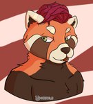 anthro brown_body brown_fur fur green_eyes hair male orange_body orange_fur red_hair solo krepht ailurid mammal red_panda hi_res