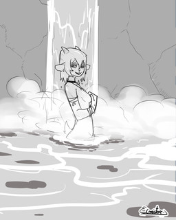 anthro bath bathing bedroom_eyes body_hair breasts butt casual_nudity choker collar covering covering_breasts covering_nipples covering_self eye_bags female fluffy fog forest fur hair happy hooves horn jewelry laugh looking_at_viewer messy_hair narrowed_eyes nature nature_background necklace nude nudist open_mouth plant seductive short_hair slim small_breasts smile solo splash splashing_water suggestive tail tree tribal tribal_jewelry water waterfall waterfall_shower wet wet_body wet_fur wet_hair whimsical elmistorr thalia_(elmistorr) animal_humanoid bovid bovid_humanoid bovine bovine_humanoid faun humanoid mammal mammal_humanoid satyr hi_res monochrome signature sketch