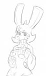 anthro clothing female solo sweater teasing topwear pepperchan happie_(character) lagomorph leporid mammal rabbit hi_res monochrome