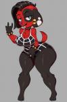 2019 animal_crossing anthro big_breasts breasts canid canine canis cherry_(animal_crossing) clothed clothing curvy_figure digital_media_(artwork) domestic_dog female fur hair half-closed_eyes hi_res mammal mehdrawings narrowed_eyes nintendo nipple_outline open_mouth piercing red_body red_fur short_stack solo thick_thighs tongue tongue_out voluptuous