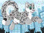 feral green_eyes grey_body inflatable inflatable_toy outside parade parade_balloon simple_background symrea animate_inanimate felid living_inflatable mammal pantherine snow_leopard