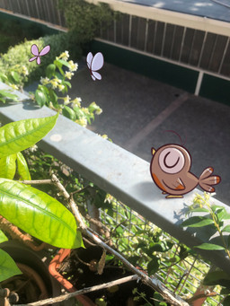 ambiguous_feral ambiguous_gender antennae_(anatomy) beak black_body blue_wings brown_body brown_feathers brown_tail brown_wings eyes_closed feathered_wings feathers feet fence feral fern flying folded_wings group insect_wings larger_ambiguous larger_feral legless lepidopteran_wings light multicolored_body multicolored_feathers multicolored_tail outside photo_background plant plant_pot purple_wings railing shrub sitting size_difference smaller_ambiguous smaller_feral tail tail_feathers trio two_tone_wings wings wood wood_fence yellow_beak yellow_feet fabio_pochet arthropod avian bird butterfly insect lepidopteran 2021 absurd_res colored digital_drawing_(artwork) digital_media_(artwork) english_description hi_res lighting photography_(artwork) shaded