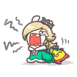 anthro black_eyes blonde_hair buckteeth clothed clothed_anthro clothed_female clothing crown dress dy female female_anthro fur gem grey_outline hair hair_over_eye headgear holding_object holding_plushie light long_ears motion_lines narrowed_eyes noseless open_mouth outline pink_tongue plushie ruby_(gem) sapphire_(gem) simple_background sleeves_past_fingers solo squint standing tan_body tan_eyelids tan_inner_ear tan_skin teal_clothing teal_dress teeth tired tongue white_background white_body white_fur yawn charisuke mario_bros mario_plus_rabbids_sparks_of_hope nintendo raving_rabbids rayman_(series) ubisoft rabbid_rosalina lagomorph mammal rabbid 1:1 2022 cel_shading colored crossover digital_drawing_(artwork) digital_media_(artwork) full-length_portrait japanese_description lighting portrait shaded