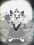 angry anthro breaking_the_fourth_wall clothed clothing crown dress ear_piercing ear_ring female fleischer_style_toon gloves handwear headgear inner_ear_fluff looking_at_viewer pie_cut_eyes piercing queen ring_piercing royalty solo toony tuft vintage dr_doc_md nakhta canid canine fox mammal greyscale monochrome