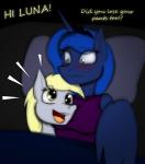 2012 anthro anthrofied bed blue_eyes blue_hair blush breasts couple crown derp_eyes derpy_hooves_(mlp) dialog duo english_text equine female friendship_is_magic hair horn horse jrvanesbroek lying mammal my_little_pony pillow pony princess_luna_(mlp) text winged_unicorn wings yellow_eyes
Rating: Safe
Score: 9
User: 2DUK
Date: March 27, 2014