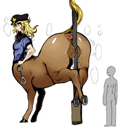 ambiguous_gender animal_genitalia animal_vulva anus being_watched blush bodily_fluids bottomless breasts butt clothed clothing cuff_(restraint) duo equine_genitalia equine_vulva eyewear female genital_fluids genitals handcuffs hat headgear headwear hooves looking_at_another looking_back masturbation metal_cuffs monster_girl_(genre) plump_labia pole police police_officer public puffy_anus raised_tail restraints shackles shirt simple_background split_form sunglasses sweat tail tail_anus topwear vaginal vaginal_fluids vaginal_masturbation vulva white_background modeseven third-party_edit european_mythology greek_mythology mythology centaur equid equid_taur humanoid_taur mammal mammal_taur taur color_edit colored sketch
