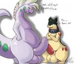 anthro balls big_balls big_penis collar comparing comparing_penis crossed_arms dialogue duo erection genitals humanoid_genitalia humanoid_penis looking_at_genitalia looking_at_penis male open_mouth overweight overweight_male penis penis_envy profanity smile tail text xilrayne nintendo pokemon dante_(ghost_forger) fan_character jinn_(ghost_forger) generation_2_pokemon generation_6_pokemon goodra pokemon_(species) typhlosion english_text