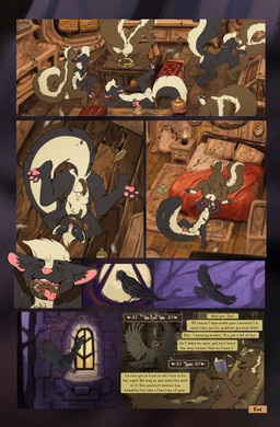 anthro bed bedroom being_watched casual_nudity drinking_potion duo eating_feces fantasy feces feces_in_mouth feet floor foreskin furniture genitals hindpaw kissing looking_at_another lying magic male male/male medieval naughty_face nude on_back paws penis pooping pooping_on_another pooping_on_bed pooping_on_floor scatplay smile smiling_at_viewer soles title wood wood_floor wood_furniture workshop obrien_(artist) curtain_(character) mulligan_(obrien) avian bird corvid corvus_(genus) crow mammal mephitid oscine passerine skunk absurd_res constructed_language fictional_language hi_res