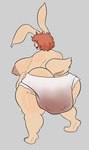 anthro big_breasts big_butt breasts butt butt_cleavage clothed clothing diaper diaper_only feces female fur hair huge_breasts huge_butt overweight overweight_female pooping rear_view red_hair soiled_diaper soiling solo tan_body tan_fur thick_thighs topless unclean_diaper used_diaper wide_hips redblissex lagomorph leporid mammal rabbit absurd_res hi_res