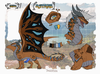 astare feral genitals grey_hair hair horn male mane orange_body penis ridged_penis scales solo dangodragon mythology dragon mythological_creature mythological_scalie scalie hi_res model_sheet