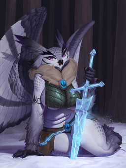 5_fingers anthro armor beak big_breasts biped breasts claws clothed clothed_anthro clothed_female clothing feathers female finger_claws fingers front_view holding_melee_weapon holding_object holding_sword holding_weapon looking_at_viewer melee_weapon non-mammal_breasts outside purple_eyes scuted_arms scutes side_boob slightly_chubby slightly_chubby_anthro slightly_chubby_female solo sword thick_thighs tongue unconvincing_armor under_boob weapon wide_hips wings hacatiko avian bird owl 2025 3:4 digital_drawing_(artwork) digital_media_(artwork) hi_res