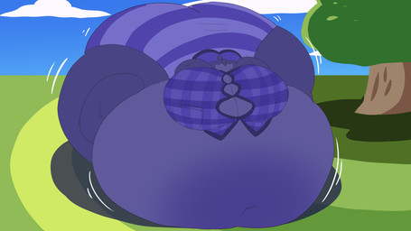 accessory anthro belly belly_expansion big_belly big_breasts big_butt big_cheeks black_eyes black_nose blue_body blue_clothing blue_ears blue_hair blue_hairband blue_panties blue_sky blue_topwear blue_underwear blue_vest blueberry_inflation body_inflation bottomwear breast_expansion breasts butt butt_expansion cheek_expansion clothing cloud empty_eyes expansion female grass hair hair_accessory hairband huge_belly huge_breasts huge_butt huge_cheeks hyper hyper_belly hyper_breasts hyper_butt hyper_cheeks hyper_inflation immobile inflation multicolored_body outside panties pattern_bottomwear pattern_clothing pattern_panties pattern_underwear plant sky smile solo sunken_limbs swollen_cheeks three-quarter_view tight_clothing topwear tree two_tone_body underwear vest adansin animal_crossing nintendo isabelle_(animal_crossing) canid canine canis domestic_dog mammal shih_tzu toy_dog 16:9 2026 4k absurd_res colored digital_media_(artwork) flat_colors hi_res widescreen