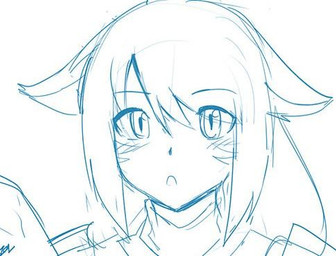 anthro blush female looking_at_viewer open_mouth simple_background solo white_background sollyz domestic_cat felid feline felis mammal 2018 digital_drawing_(artwork) digital_media_(artwork) low_res signature sketch