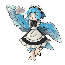 blue_body blue_eyes blue_feathers blue_hair blue_wings cleaning_tool clothed clothing feathered_wings feathers female hair holding_cleaning_tool holding_cloth holding_object light_body light_skin maid_headdress maid_uniform simple_background solo uniform white_background wings i7go34 european_mythology greek_mythology mythology avian harpy humanoid mythological_avian mythological_creature 1:1 hi_res
