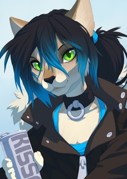2014 <3 anthro black_hair blue_hair blue_highlights can cat collar fangs feline female gradient_hair green_eyes hair jacket looking_at_viewer mammal smile soda solo wolfy-nail young
Rating: Safe
Score: 47
User: XenoFlare
Date: April 05, 2014