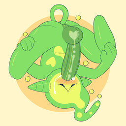 2_horns autofellatio balls blush bodily_fluids cum cum_in_goo cum_in_mouth cum_in_own_mouth cum_in_self cum_inside cum_on_face genital_fluids genitals green_balls green_body green_penis heart_symbol horn male male_humanoid masturbation oral oral_masturbation penetration penile penile_masturbation penis simple_background solo tail tail_fetish tail_insertion tail_play gemsum spit_(gemsum) goo_creature humanoid imp 2023 hi_res