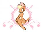 ambiguous_gender anthro blonde_hair brown_eyes butt fur hair hands_on_knees hands_on_legs hooves looking_back markings nude pose sitting smile solo spots spotted_body spotted_fur caffeinerabbit daphne_(deer) deer mammal 4:3 hi_res