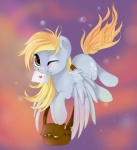 bag blonde_hair bubble cutie_mark feathered_wings feathers female feral fur grey_body grey_feathers grey_fur hair heart_symbol letter long_hair looking_at_viewer one_eye_closed smile solo wings wink yellow_eyes fikakorv friendship_is_magic hasbro my_little_pony mythology derpy_hooves_(mlp) equid equine mammal mythological_creature mythological_equine pegasus absurd_res hi_res