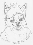 anthro barbell_piercing ear_piercing facial_hair facial_piercing gift looking_at_viewer male nose_piercing piercing septum_piercing simple_background smile solo white_background rowanzero canid canine fennec_fox fox mammal true_fox bust_portrait hi_res monochrome portrait