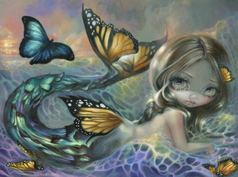 blonde_hair detailed_ambient_creature eyebrows eyelashes female feral fin fish_tail group hair insect_wings lepidopteran_wings lips long_hair looking_at_viewer makeup pale_skin pupils round_nose sea solo_focus split_form surrealism tail thick_lips thin_eyebrows water wings jasmine_becket-griffith ambient_arthropod ambient_butterfly ambient_insect animal_humanoid arthropod arthropod_humanoid blue_morpho butterfly butterfly_humanoid human humanoid humanoid_merfolk hybrid insect insect_humanoid lepidopteran lepidopteran_humanoid mammal marine merfolk monarch_butterfly 2021 dated formal_art painting_(artwork) traditional_media_(artwork) traditional_painting_(artwork)