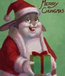 ambiguous_gender anthro christmas_clothing christmas_headwear clothed clothing costume gift hat headgear headwear holidays looking_at_viewer overweight overweight_ambiguous overweight_anthro santa_costume santa_hat solo unknown_artist big_chungus christmas looney_tunes warner_brothers bugs_bunny santa_claus lagomorph leporid mammal rabbit 2018 hi_res meme