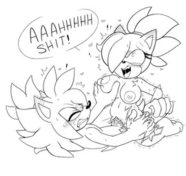 ahegao anthro black_nose blush blush_lines blushing_profusely bodily_fluids breasts clenched_teeth clitoris cum cum_drip cum_in_vagina cum_inside cum_on_penis dialogue dripping drooling ejaculation electricity eyebrows eyelashes eyes_closed female female_anthro female_on_top fingers fur genital_fluids genitals hand_on_breast happy heart_symbol looking_pleasured male male_anthro nipples nude on_top one_eye_obstructed open_mouth orgasm penis raised_arm saliva shaking simple_background speech_bubble teeth text tongue tremble_lines trembling trembling_for_pleasure white_background shenadical fan_character mammal 2025 english_text greyscale hi_res monochrome