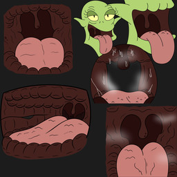 anthro elderly_female female madballultra mouth_shot multiple_angles open_mouth taste_buds throat toothless_mouth uvula vore yellow_eyes comedy_central futurama grand_midwife alien amphibiosan 1:1 absurd_res hi_res