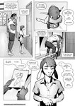 anthro bottomwear bovid button_(fastener) canvas caprine clothed clothing cody_(falcon_mccooper) comic dialogue door doorknob drawing duo easel embarrassed english_text equid equine falcon_mccooper footwear fully_clothed goat greyscale holding_object horn horse larger_male male mammal monochrome muscular muscular_anthro muscular_male paper scut_tail shoes short_tail shorts size_difference smaller_male standing tail text url william_(falcon_mccooper) window