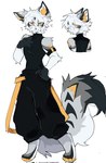 black_body black_fur black_sleeveless_shirt fur grey_body grey_fur kemono looking_at_viewer slim_anthro slim_male standing white_body white_fur yellow_eyes nottaii domestic_cat felid feline felis mammal 2024 hi_res