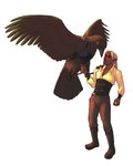 avian_feet black_body black_feathers clothing corset duo feathers feral hair lingerie male perching scar simple_background spread_wings topwear vest white_background white_hair wings peregr1ne dungeons_and_dragons hasbro wizards_of_the_coast kleek aarakocra_(dnd) avian bird corvid corvus_(genus) crow elf humanoid oscine passerine 4:5 hi_res