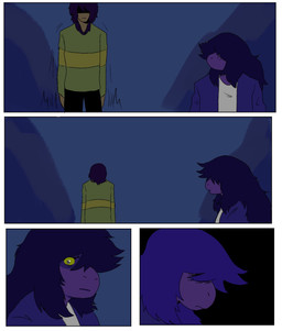 ambiguous_gender anthro brown_hair duo female freckles hair long_hair purple_body text 467doggo deltarune undertale_(series) kris_dreemurr susie_(deltarune) human mammal scalie 2025 comic digital_media_(artwork) english_text hi_res nonbinary_(lore)