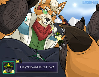 aircraft airplane anthro barefoot black_clothing bottomwear claws clothed clothing countershading dialogue duo extreme_size_difference feet foot_fetish foot_focus fur gloves green_clothing green_eyes grey_body group hair handwear larger_anthro larger_male low-angle_view machine macro male male/male male_anthro micro multicolored_body multicolored_fur orange_body orange_fur pants pawpads paws scarf size_difference smaller_male soles tail tan_body tan_fur text text_box toe_claws toes topwear trio two_tone_body two_tone_fur vehicle white_body white_fur dacro nintendo star_fox bill_grey fox_mccloud canid canine canis fox mammal wolf digital_media_(artwork) english_text hi_res