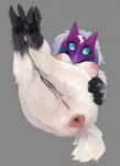 anthro anus big_anus blue_eyes breasts butt female fur genitals grey_background hand_on_butt legs_up looking_at_viewer mask nipples presenting presenting_anus presenting_pussy puffy_anus pussy short_tail simple_background solo tail white_body white_fur liteu league_of_legends riot_games tencent kindred_(lol) lamb_(lol) bovid caprine domestic_sheep mammal sheep unknown_species featureless_(disambiguation)