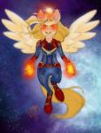 clothing female horn magic solo suit wings aerosaur83 disney friendship_is_magic hasbro my_little_pony mythology captain_marvel equid equine mammal mythological_creature mythological_equine winged_unicorn crossover hi_res