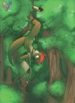 bound clothed clothing detailed_background forest male nature outside plant sash snare_trap solo submissive submissive_male tail topless trap_(contrivance) tree upside_down worried cai mitti furoticon tribes_of_tanglebrook mammal mustelid otter