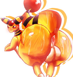anthro anus backsack balls big_balls big_butt big_tail blush blush_lines bodily_fluids body_blush butt butt_blush butt_focus feet gem genitals glistening glistening_butt male male_anthro markings open_mouth outline pink_anus simple_background slightly_chubby slightly_chubby_anthro slightly_chubby_male solo striped_ears striped_markings striped_neck striped_tail stripes sweat sweatdrop sweaty_butt sweaty_legs sweaty_thighs tail tail_markings tail_orb thick_tail thick_thighs white_background felipotyphlosion nintendo pokemon ampharos generation_2_pokemon pokemon_(species) 2026 colored colored_line_art digital_drawing_(artwork) digital_media_(artwork) hi_res remake