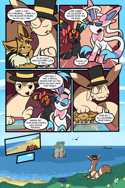 7_panel_comic ambiguous_gender beach black_body black_cape black_clothing black_eyes black_nose black_text blue_eyes boat bow_ribbon brown_body brown_fur cape claws closed_smile clothing cloud day dialogue ellipsis exclamation_point eyebrows eyelashes eyes_closed eyewear feral flower fluffy fluffy_tail flying fur furniture grass group hair hat headgear headwear inner_ear_fluff inside larger_ambiguous looking_at_another map markings monocle mouth_closed neck_tuft open_mouth open_smile outside page_number paper paws pink_body plant pupils quadruped red_eyes sand sea size_difference sky smaller_ambiguous smile speech_bubble sunglasses table tail talking_to_another text tongue toony top_hat translucent translucent_hair tuft vehicle water watercraft white_body white_pupils white_sclera wings yellow_flower yellow_markings virmir nintendo pokemon pokemon_mystery_dungeon spike_chunsoft virmir_(character) aquatic arthropod avian crustacean eevee eeveelution furret generation_1_pokemon generation_2_pokemon generation_3_pokemon generation_6_pokemon krabby mammal pokemon_(species) sylveon umbreon wailord 2026 2:3 absurd_res comic english_text hi_res signature male_(lore)