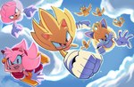 accessory action_pose angry anthro clothing cloud female gloves glowing group hair_accessory hairband hammer handwear jewelry male male/female pose purple_eyes red_eyes sky smile sparkles sun super_form thin_calves thin_legs thin_thighs tools bluebutterz sega sonic_the_hedgehog_(series) amy_rose knuckles_the_echidna miles_prower sonic_the_hedgehog super_amy_rose super_knuckles super_sonic super_tails avian bird canid canine echidna eulipotyphlan flicky fox hedgehog mammal monotreme absurd_res hi_res