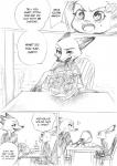 anthro canid canine clothing comic disney english_text female fox fur judy_hopps lagomorph leporid male mammal mitsuharu_nene monochrome nene nick_wilde rabbit red_fox text true_fox zootopia