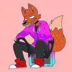 anthro big_tail biped chromatic_aberration clothed clothing dipstick_tail electronics fully_clothed hoodie male markings multicolored_tail open_mouth pink_background sharp_teeth simple_background sitting solo tail tail_markings teeth television topwear youtuber drawdroid pyrocynical canid canine fox mammal 1:1 2016 absurd_res hi_res