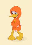 anthro clothing hoodie male smile solo sweater topwear externallydead quill_wonderfowl anatid anseriform avian bird duck absurd_res hi_res