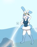 anthro blue_body blue_fur female fur solo white_body white_fur kiro_za beta_pokemon_games nintendo pokemon beta_pokemon_(species) humanoid lagomorph leporid mammal pokemon_(species) rabbit warabbit 4:5 absurd_res hi_res