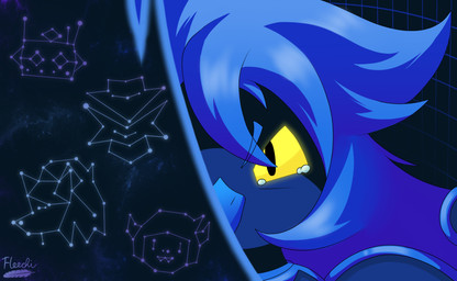 abstract_background anthro armor beak bioluminescence biped black_body black_feathers blue_hair bodily_fluids clothed clothing constellation feathered_wings feathers female front_view glowing hair logo long_hair looking_at_viewer machine serious solo tears winged_arms wings yellow_eyes yellow_sclera fleechiru undertale undertale_(series) undertale_yellow axis_(undertale_yellow) ceroba_ketsukane dalv_(undertale_yellow) martlet_(zenith_form) starlo_(undertale_yellow) avian bird canid canine fox mammal monster robot 2024 artist_logo digital_drawing_(artwork) digital_media_(artwork) english_description headshot_portrait hi_res portrait