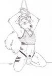 anthro anthrofied bdsm bondage bound bulge clothing genitals male nipples penis penis_base pokemorph solo thong underwear yurimatsue nintendo pokemon canid canine generation_1_pokemon growlithe mammal pokemon_(species)