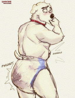 anthro clothed clothing diaper diaper_only feces fur hair male pooping simple_background soiled_diaper soiling soiling_diaper solo tail topless unclean_diaper used_diaper wearing_diaper white_body white_fur ianicine family_guy brian_griffin canid canine canis domestic_dog mammal absurd_res digital_media_(artwork) hi_res