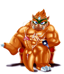abs anthro anthro_focus beard blue_eyes bodily_fluids crown cum cum_drip cum_on_abs cum_on_anus cum_on_body cum_on_chest cum_on_face cum_on_penis cum_on_self cum_on_tail cum_on_upper_body cumshot dripping ejaculation erection facial_hair fangs genital_fluids genitals green_body green_scales green_skin hair half-closed_eyes headgear horn latex male male/male male_focus muscular muscular_anthro muscular_arms muscular_male narrowed_eyes nude orange_beard orange_facial_hair orange_hair penis pose posing_for_the_viewer royalty scales simple_background sitting solo solo_anthro solo_focus tail teeth yellow_body yellow_scales yellow_skin ben_d_koopa benediktus_(artist) mario_bros nintendo benediktus_darius_koopa duke_ben fan_character koopa reptile scalie 2024 absurd_res digital_drawing_(artwork) digital_media_(artwork) hi_res