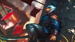 4_fingers anthro banner beads beak belt blue_body blue_clothing blue_feathers blurred_background brown_eyes clothed clothed_anthro clothed_male clothing depth_of_field feathers fingers holding_melee_weapon holding_object holding_sword holding_weapon leaning_against_wall low-angle_view male male_anthro melee_weapon neutral_expression open_clothing open_shirt open_topwear rope rope_belt scuted_hands scutes shirt slim_anthro slim_male solo sword toe_talons topwear wall_(structure) weapon wingless_avian wraps wrist_wraps yellow_beak lukas_resniakas dota valve kez_(dota) avian 16:9 2024 4k absurd_res colored digital_media_(artwork) digital_painting_(artwork) english_description hi_res painting_(artwork) portrait three-quarter_portrait widescreen