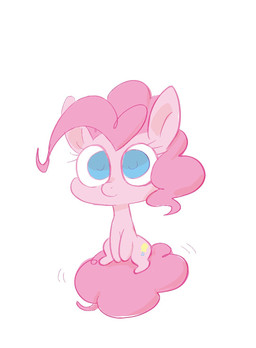 blue_eyes chibi cutie_mark female feral hair hooves pink_body pink_hair quadruped simple_background sitting solo white_background noupu1115 friendship_is_magic hasbro my_little_pony pinkie_pie_(mlp) earth_pony equid equine horse mammal pony 2021 hi_res